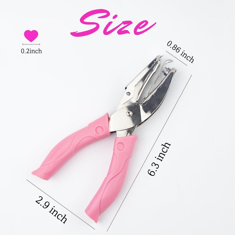 krastmon Heart Shape Hole Handhold Single Paper Punch for Paper and Crafts, 1/4 inch Puncher with Pink Soft Thick Silicone Cover - Image 2